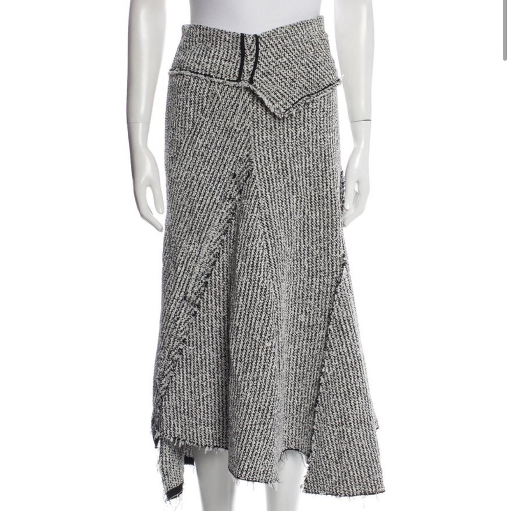 3’1 Phillip Lim tweed maxi skirt with raw edges, asymmetrical off-grey